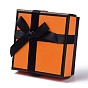Paper Jewelry Set Box, with Black Sponge with Bowknot, for Necklaces and Earring, Square