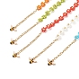 Glass Seed Beaded Flower Necklace with Alloy Enamel Bee Charm, Braided Jewelry for Women, Golden