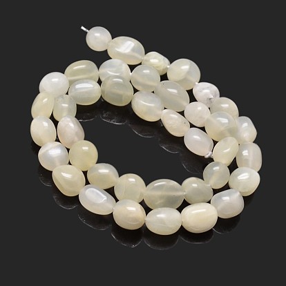 Pepitas de perlas de piedra de luna blanca natural hebras, piedra caída, 9~12x8~13x5~7 mm, agujero: 1 mm, aproximadamente 15.3 pulgada ~ 15.7 pulgada