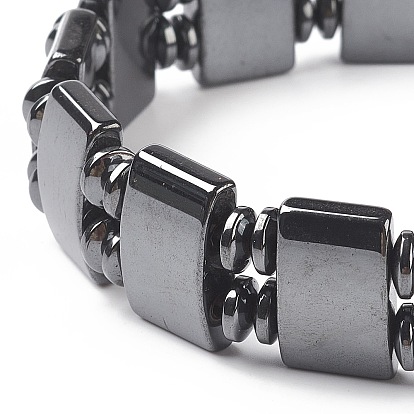 Fashionable Magnetic Synthetic Hematite Stretchy Bracelets, 72mm