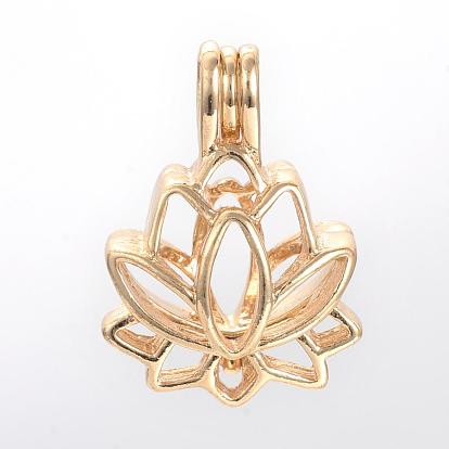 Alloy Diffuser Locket Pendants, Cage Pendants, Flower