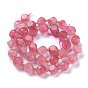 Naturel de fraise de quartz brins de perles, avec des perles de rocaille, dés célestes à six faces