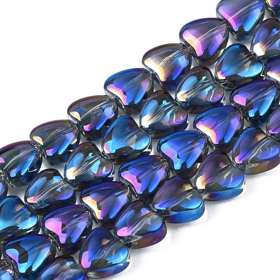 Perles en verre electroplate, couleur ab , cœur