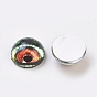 Mixed Animal Eye Pattern Glass Cabochons, Half Round/Dome