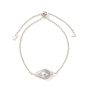 Natural Pearl Link Slider Bracelet, 304 Stainless Steel Jewelry