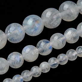 Natural Rainbow Moonstone Round Bead Strands, Grade AA