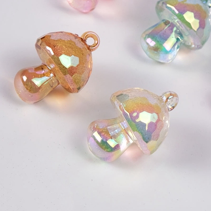 Pendentifs acryliques transparents de style bulle, de couleur plaquée ab , champignons