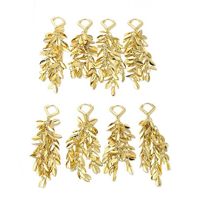 Rack Plating Brass Leaf Dangle Hoop Earring, Long Cluster Drop Earrings for Women, Cadmium Free & Nickel Free & Lead Free