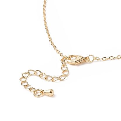 Teardrop Glass Pendant Necklace, Brass Jewelry for Woman