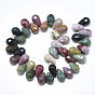 Natural Indian Agate Beads Strands, Top Drilled Beads, Faceted, Teardrop