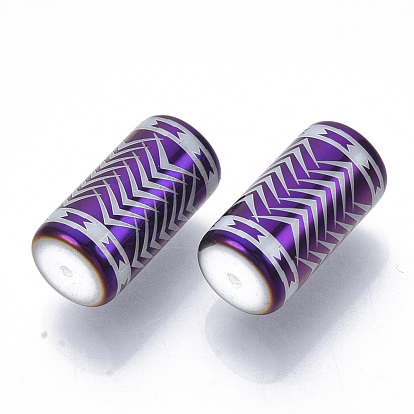 Electroplate Glass Beads, Column with Chevron Pattern