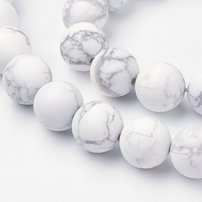 Natural Howlite Bead Strands, Round, Frosted