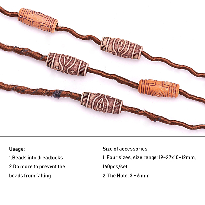 NBEADS Imitation Wood Acrylic Beads Wood Tube Beads, Loose Hair Beads DIY Accessory Barrel Braid Beads for Jewelry Making Craft Hair Braiding Beard Decoration