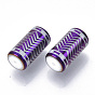 Electroplate Glass Beads, Column with Chevron Pattern