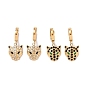 Rhinestone Leopard Dangle Hoop Earrings with Enamel, Gold Plated 304 Stainless Steel Jewelry for Women