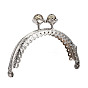 Iron Purse Frame Handle, with Half Round Resin Beads, for Bag Sewing Craft Tailor Sewer, Platinum