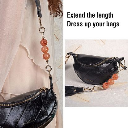 Cadena de extensión de bolsa, con cuentas de plástico abs y anillos de resorte de aleación de oro claro, para accesorios de reemplazo de bolsas