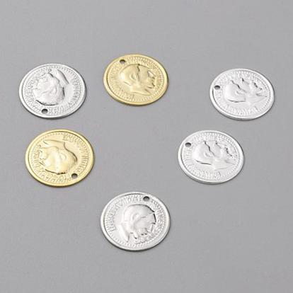 Encantos de bronce, larga duración plateado, encantos de monedas, redondo plano con edward vii