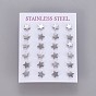 304 Stainless Steel Stud Earrings, Hypoallergenic Earrings, with Ear Nuts/Earring Back, Star
