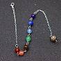 Mixed Gemstone Bullet Pointed Dowsing Pendulums, Chakra Yoga Theme Jewelry for Home Display