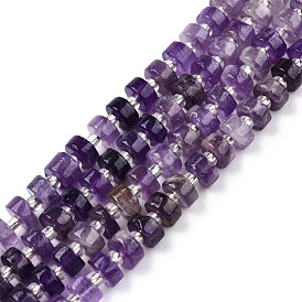 Natural Amethyst Beads Strands, with Seed Beads, Heishi Beads, Flat Round/Disc