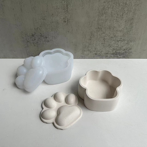 Moldes de silicona para caja de almacenamiento con estampado de pata de gato diy, moldes de resina, para resina uv, fabricación artesanal de resina epoxi