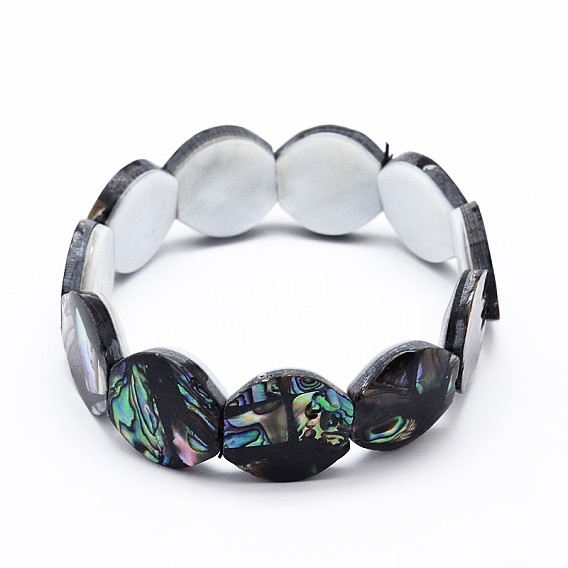 Paua naturel bracelets shell stretch, ovale