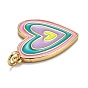 Brass Enamel Pendants, Long-Lasting Plated, Real 18K Gold Plated, with Jump Ring, Heart
