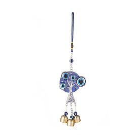 Handmade Lampwork Evil Eye Wind Chines, with Resin Rhinestone, Iron Iron  Bell, Resin Bead, Enamel and Nylon Wire, Tree