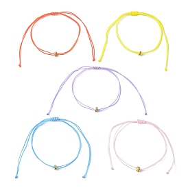 Bracelet de perles tressées en strass en laiton, bracelet réglable en fil de nylon