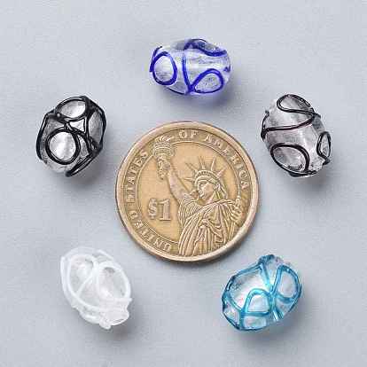 Perles lampwork, perles au chalumeau, faits à la main, ovale, 16x11mm, Trou: 1.4~1.6mm