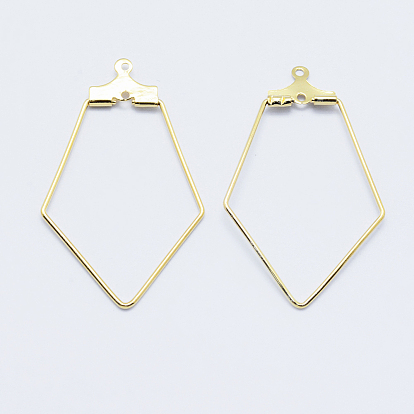 Long-Lasting Plated Brass Pendants, Hoop Earring Findings, Nickel Free, Rhombus