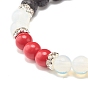 Natural Lava Rock & Opalite & Gemstone Stretch Bracelet, Essential Oil Jewelry for Women