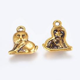 Alloy Charms, Lead Free and Cadmium Free, Lion, 15x14x3mm, Hole: 1.5mm