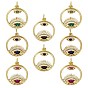 8Pcs 4 Colors Brass Micro Pave Cubic Zirconia Pendants, Ring with Eye