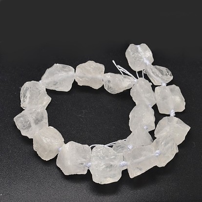 Nuggets Natural Quartz Crystal Beads Strands, Rock Crystal Beads, 16~28x9~20x10~25mm, Hole: 1mm, about 16~17pcs/strand, 15.5 inch