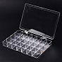 Polystyrene Bead Storage Containers, 28 Compartments Organizer Boxes, with Hinged Lid, Rectangle