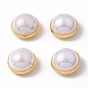 Botones de perlas de imitación abs, con ajustes de hierro, accesorios de prendas de vestir, semicírculo