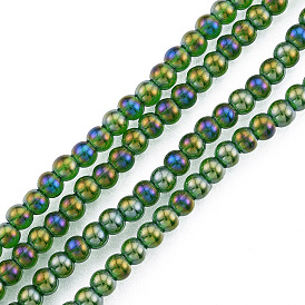 Electroplate Transparent Glass Beads Strands, AB Color, Round