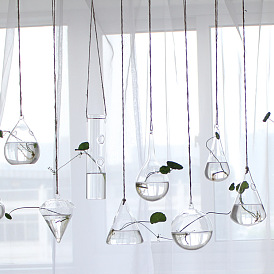 Jardinières suspendues en verre, Vase en verre hydroponique transparent pour la décoration de la maison et du jardin intérieur