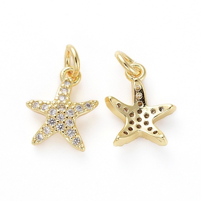 Micro latón allanan colgantes cúbicos del zirconia, para la fabricación de la joyería diy, con anillos de salto, estrella de mar / estrellas de mar