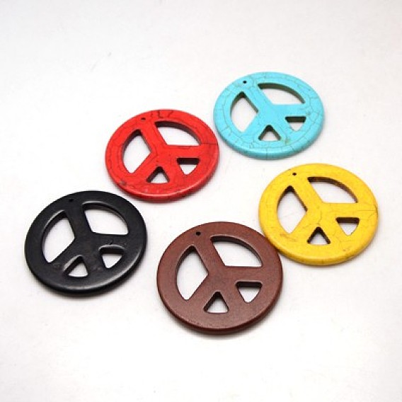 Synthetic Magnesite Beads, Dyed & Heated, Peace Sign