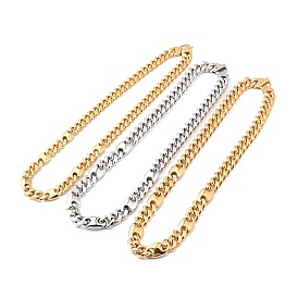 304 Stainless Steel Coffee Bean Link Chain Necklace with Curb Chains for Men Women