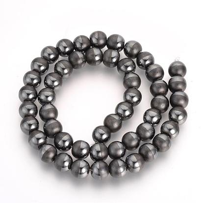 Non-magnétiques perles d'hématite synthétique brins, Style mat, ronde