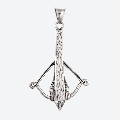 304 Stainless Steel Pendants, Large Hole Pendants, Bow and Arrow