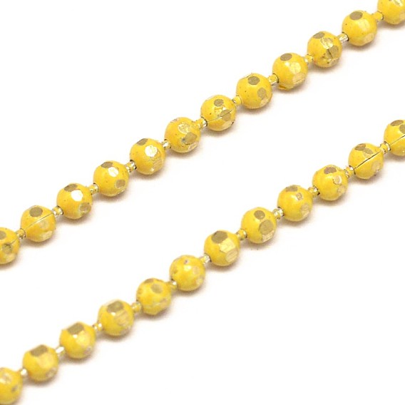 Electroplate Brass Ball Chains, Soldered, with Spool, Faceted, Lead Free & Nickel Free, 1.5mm