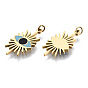 316 Surgical Stainless Steel Enamel Pendants, with Jump Rings, Real 14K Gold Plated, Evil Eye