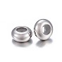 202 Stainless Steel Beads, with Rubber Inside, Slider Beads, Stopper Beads, Rondelle
