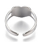 304 Stainless Steel Heart Cuff Rings, Wide Band Rings, Open Rings for Women Girls