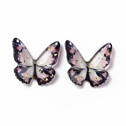 Cabochons de la resina transparente, con lámina de oro, mariposa